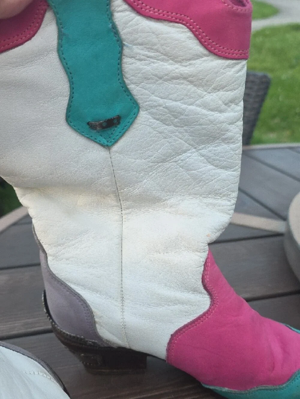 Vintage 1980's Zodiac Pink, Turquoise & White Women's Western Boots Style 203071 - Picture 5 of 8